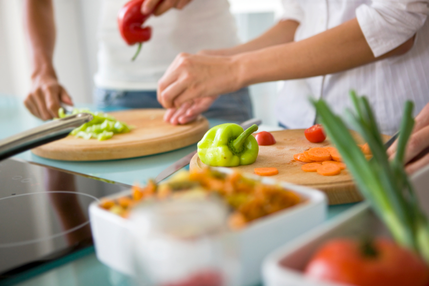 fruits and vegetables being prepared